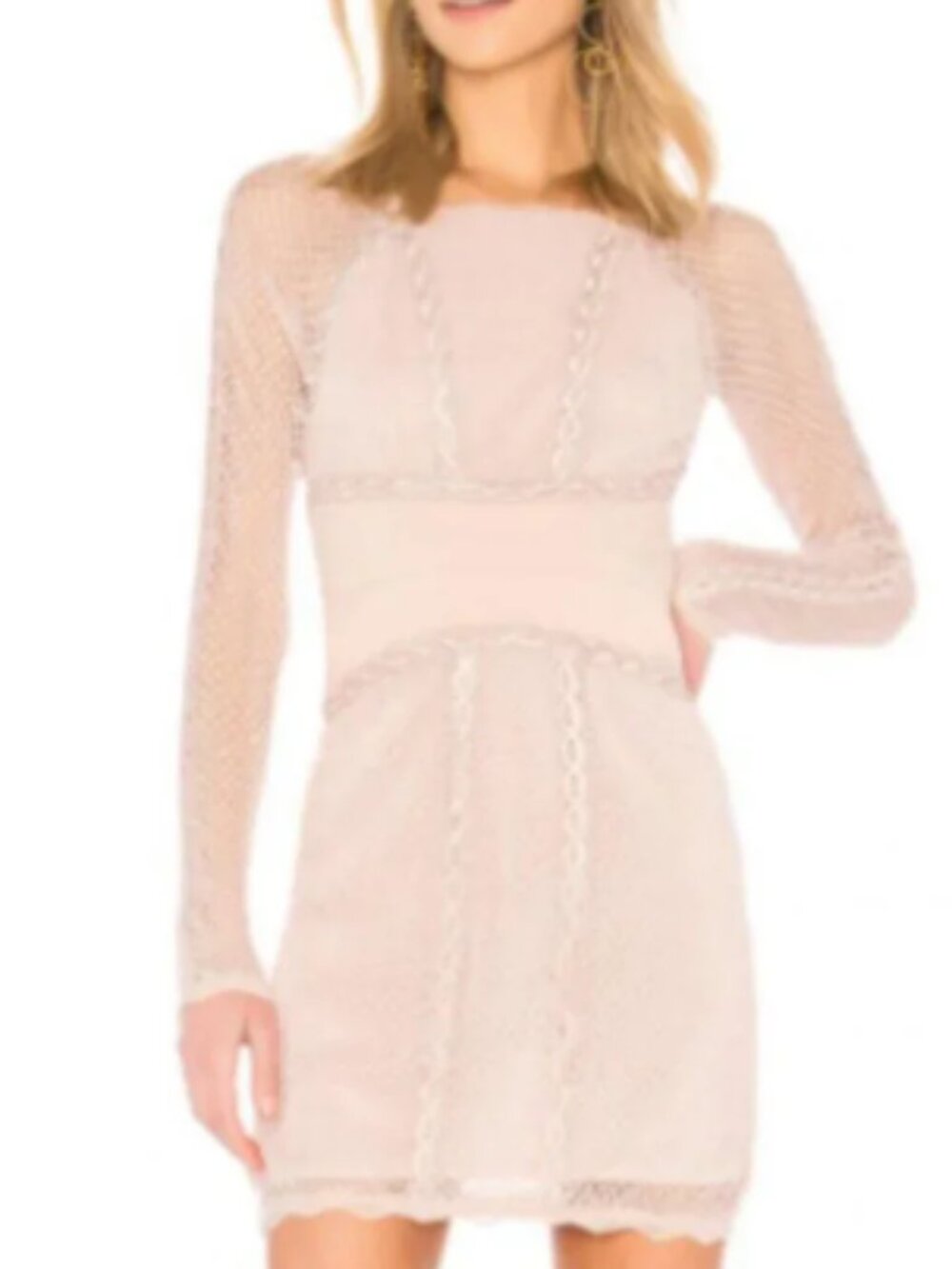 Free People Women's Lace & Mesh Body-Con Dress Nude Sz. X Small - Picture 4 of 10